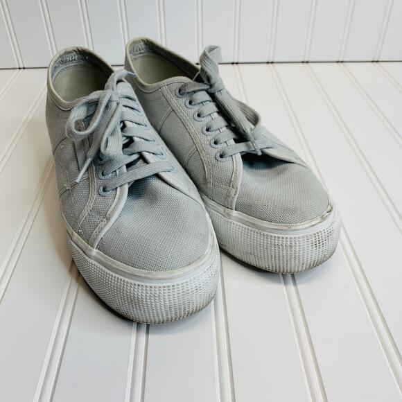 Superga Pale Gray Platform Sneaker Sz 39.5 8.5 - Picture 1 of 9